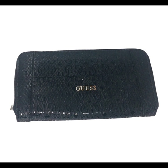 GUESS Signature Printed Zip Around Wallet Black One Size - Picture 3 of 13